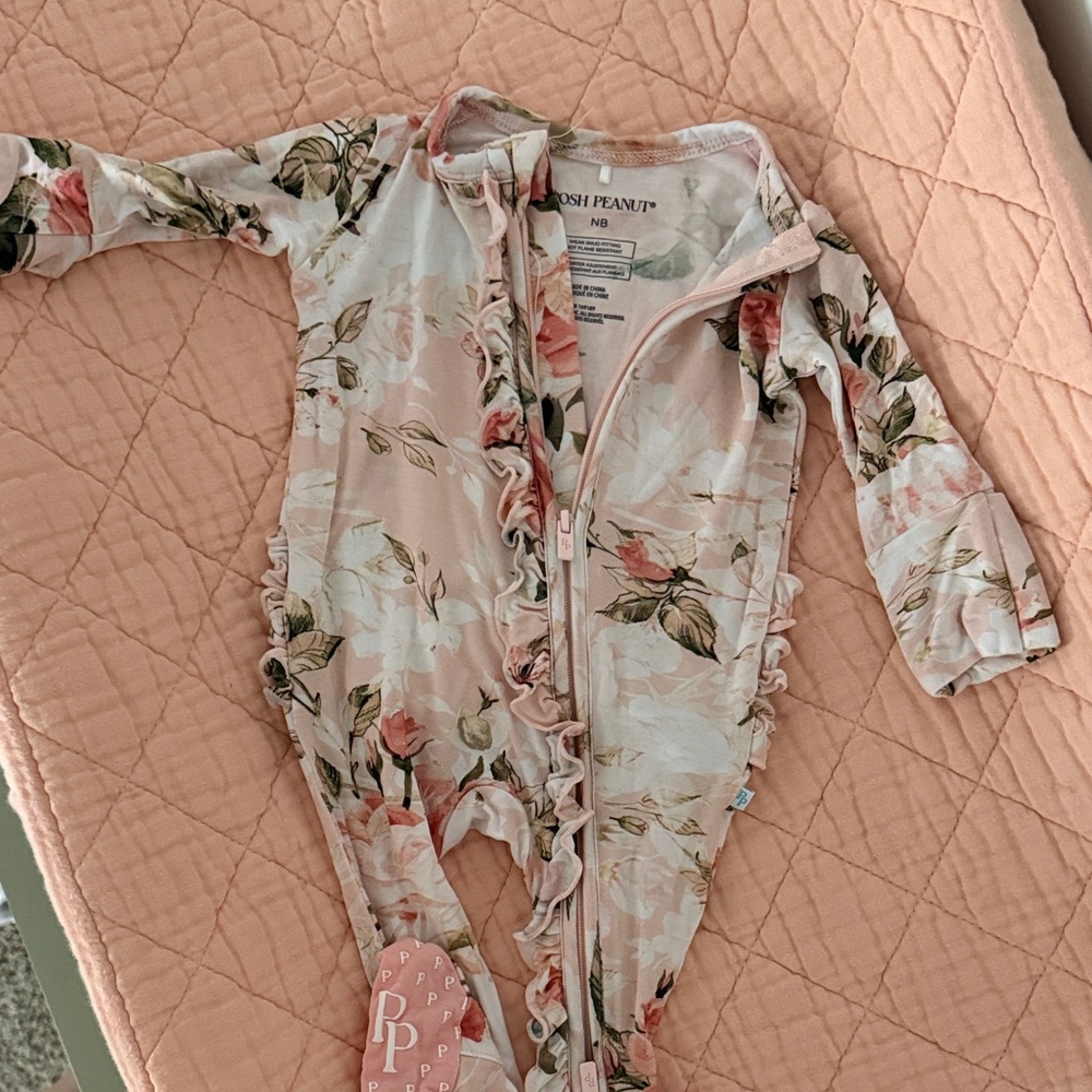 Posh Peanut Blush Floral Girl Onesie